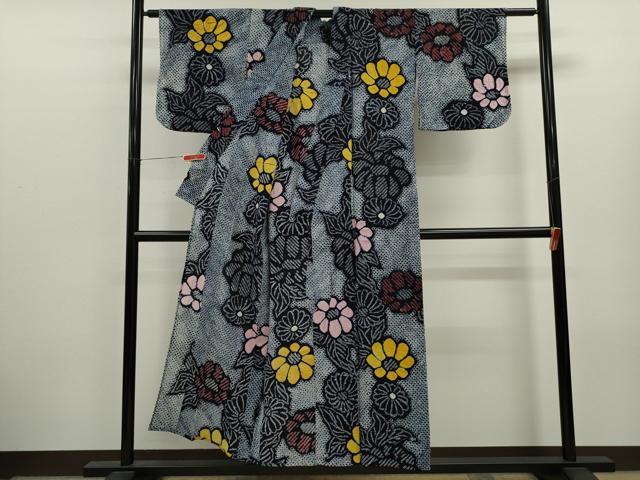 平和屋着物∴夏物　浴衣　有松鳴海絞り　舞花文　綿　逸品　CABK6541ze