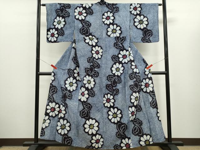平和屋着物∴夏物　浴衣　有松鳴海絞り　花唐草文　綿　逸品　CABK6542ze