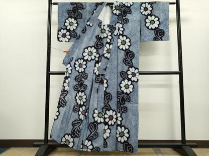 平和屋着物∴夏物　浴衣　有松鳴海絞り　花唐草文　綿　逸品　CABK6542ze