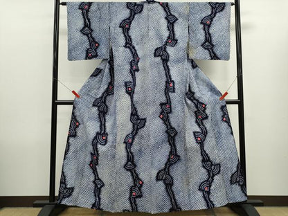 平和屋着物∴夏物　浴衣　有松鳴海絞り　扇面　綿　逸品　CABK6544ze