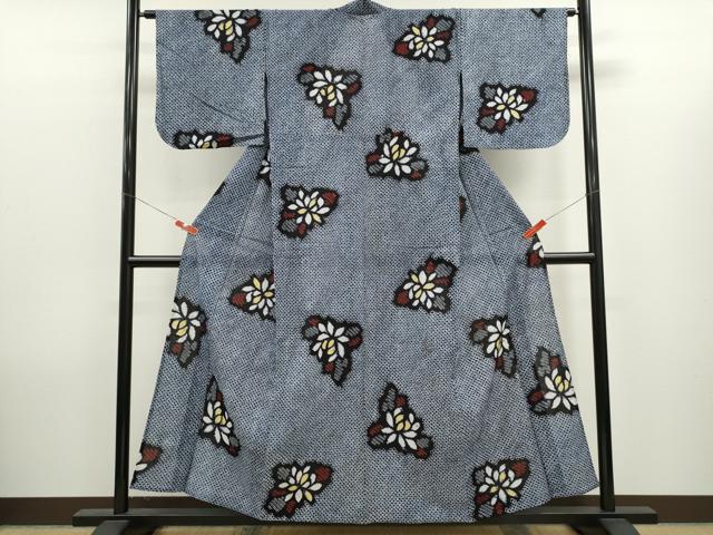 平和屋着物∴夏物　浴衣　有松鳴海絞り　舞花文　綿　逸品　CABK6547ze