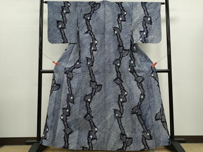 平和屋着物∴夏物　浴衣　有松鳴海絞り　扇面　綿　逸品　未使用　CABK6548ze