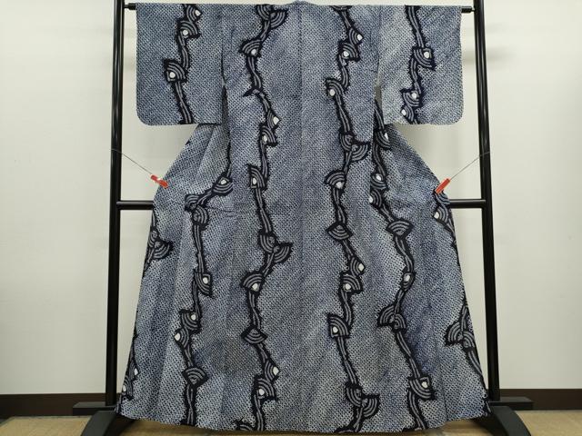 平和屋着物∴夏物　浴衣　有松鳴海絞り　扇面　綿　逸品　未使用　CABK6548ze