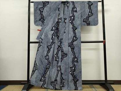 平和屋着物∴夏物　浴衣　有松鳴海絞り　扇面　綿　逸品　未使用　CABK6548ze