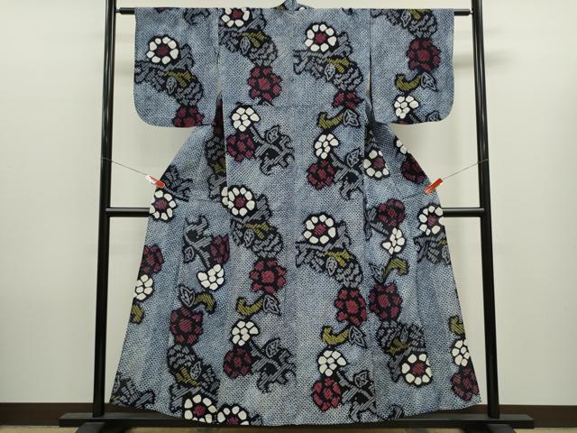 平和屋着物∴夏物　浴衣　有松鳴海絞り　草花文　綿　逸品　CABK6549ze