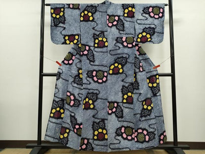 平和屋着物∴夏物　浴衣　有松鳴海絞り　草花文　綿　逸品　CABK6551ze