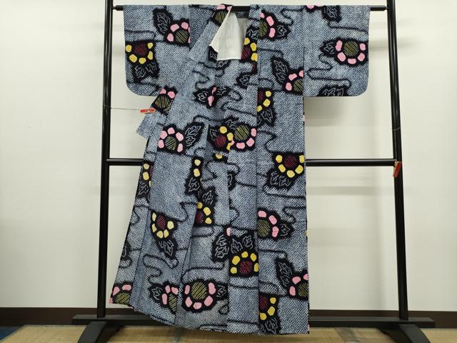 平和屋着物∴夏物　浴衣　有松鳴海絞り　草花文　綿　逸品　CABK6551ze