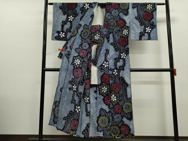 平和屋着物∴夏物　浴衣　有松鳴海絞り　草花文　綿　逸品　CABK6554ze
