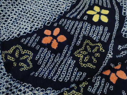 平和屋着物∴夏物　浴衣　有松鳴海絞り　扇面草花文　綿　逸品　CABK6555ze