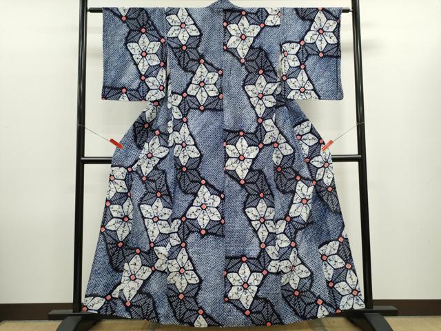 平和屋着物∴夏物　浴衣　有松鳴海絞り　麻の葉文様　綿　逸品　CABK6556ze