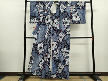 平和屋着物∴夏物　浴衣　有松鳴海絞り　麻の葉文様　綿　逸品　CABK6556ze