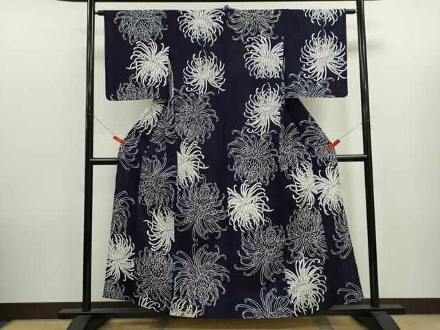 平和屋着物∴夏物　浴衣　注染　乱菊　手縫い　綿　逸品　CABK6559ze