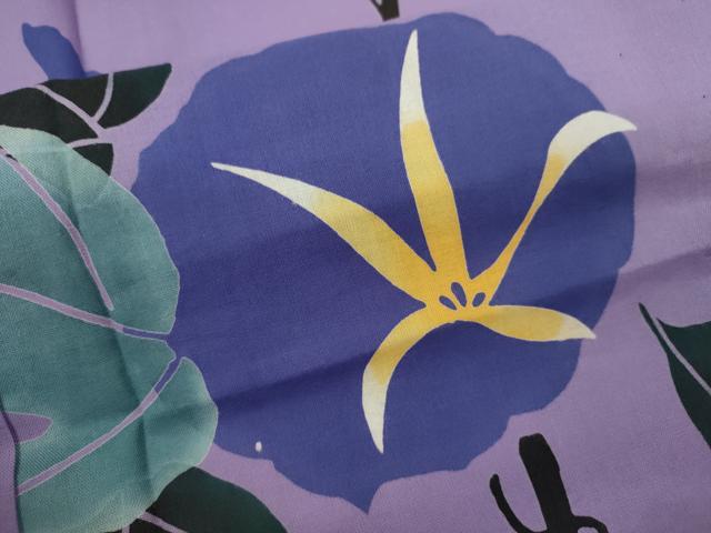 平和屋着物∴夏物　浴衣　注染　朝顔　手縫い　綿　逸品　未使用　CABK6561ze