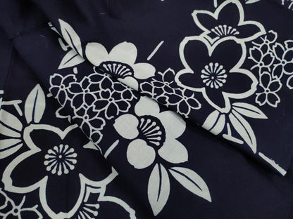 平和屋着物∴夏物　浴衣　注染　草花文　手縫い　綿　逸品　CABK6562ze