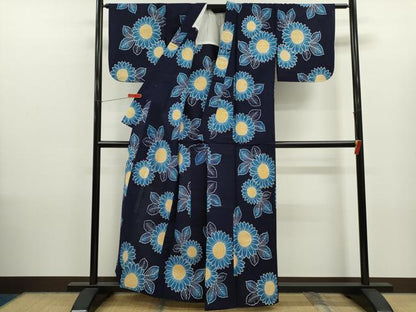 平和屋着物∴夏物　浴衣　注染　向日葵　綿　逸品　CABK6564ze