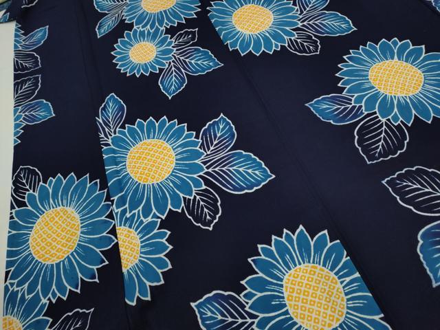 平和屋着物∴夏物　浴衣　注染　向日葵　綿　逸品　CABK6564ze