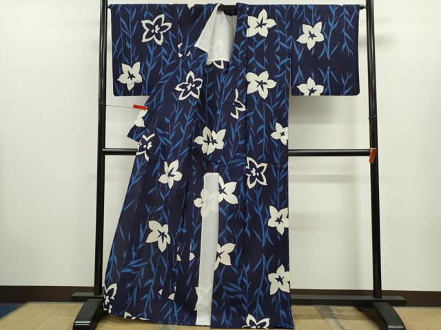 平和屋着物∴夏物　浴衣　注染　草花文　綿　逸品　CABK6568ze