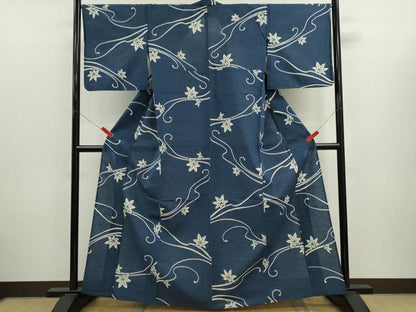 平和屋着物∴夏物　浴衣　注染　舞楓文　手縫い　綿　逸品　CABK6570ze