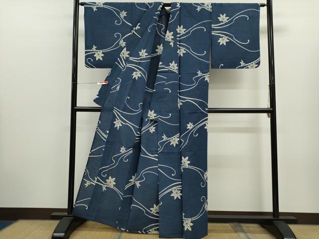 平和屋着物∴夏物　浴衣　注染　舞楓文　手縫い　綿　逸品　CABK6570ze