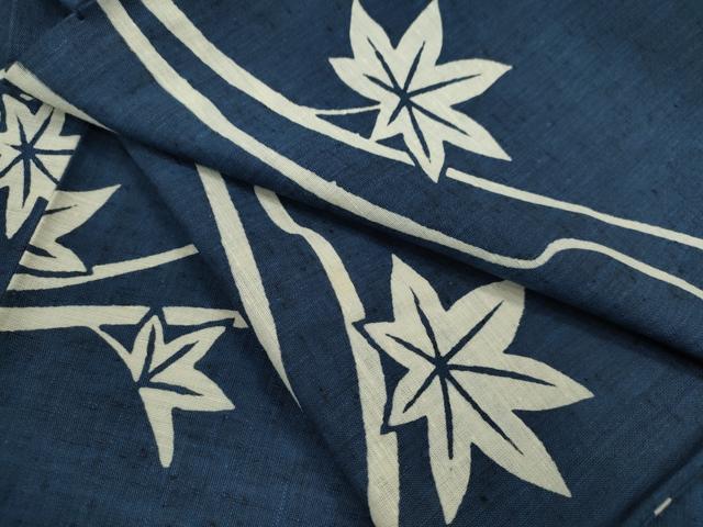 平和屋着物∴夏物　浴衣　注染　舞楓文　手縫い　綿　逸品　CABK6570ze