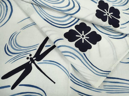 平和屋着物∴夏物　浴衣　注染　トンボ流水舞花文　綿　逸品　CABK6572ze