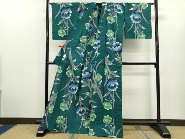 平和屋着物∴夏物　浴衣　注染　草花文　綿　逸品　未使用　CABK6575ze