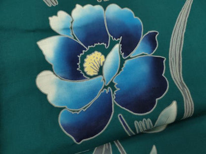 平和屋着物∴夏物　浴衣　注染　草花文　綿　逸品　未使用　CABK6575ze