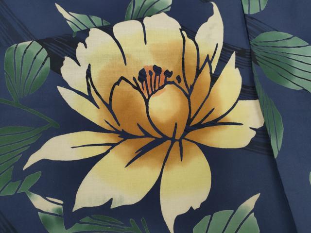 平和屋着物∴夏物　浴衣　注染　枝花文　手縫い　綿　逸品　CABK6578ze