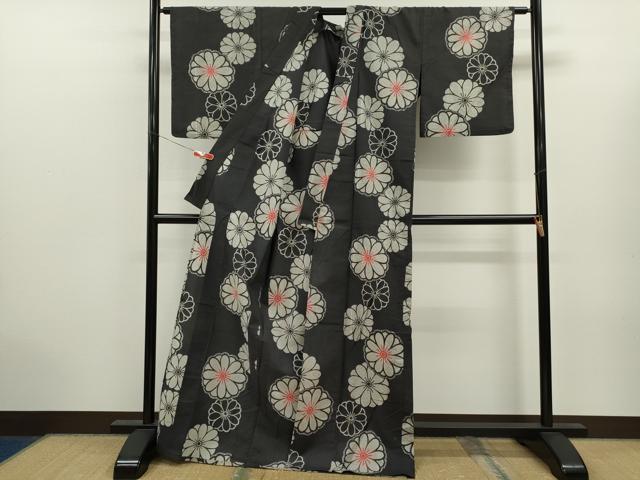 平和屋着物∴夏物　浴衣　注染　舞花文　手縫い　綿　逸品　CABK6581ze