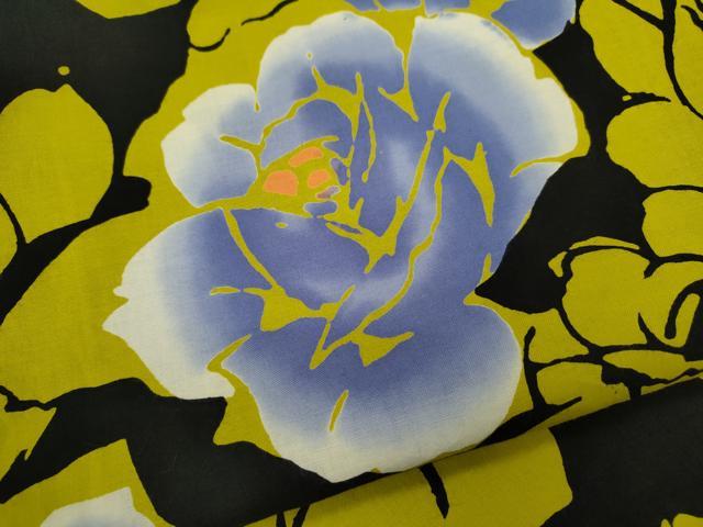 平和屋着物∴夏物　浴衣　注染　薔薇　手縫い　綿　逸品　CABK6584ze