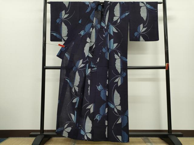 平和屋着物∴夏物　阿波しじら織　浴衣　舞蝶文　綿　逸品　CABK6586ze