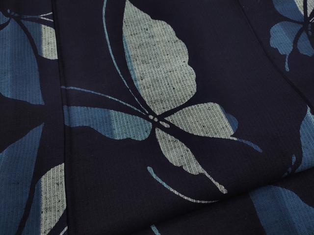 平和屋着物∴夏物　阿波しじら織　浴衣　舞蝶文　綿　逸品　CABK6586ze