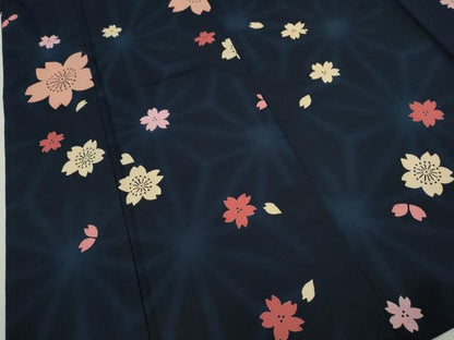 平和屋着物∴夏物　浴衣　注染　舞桜文　綿　逸品　未使用　CABK6587ze