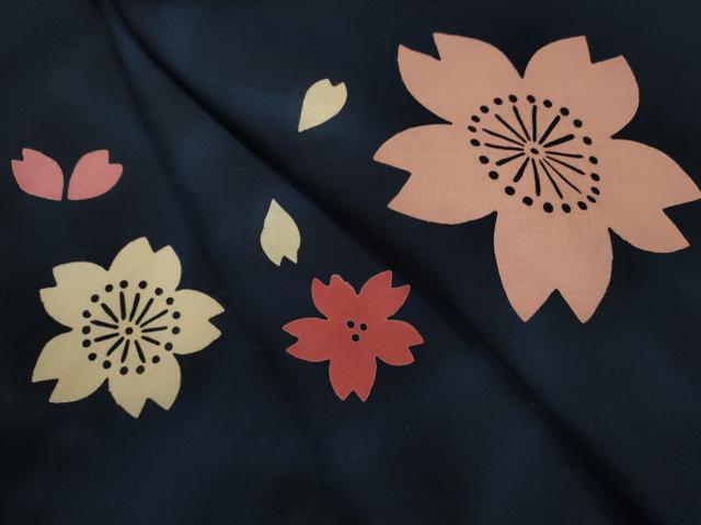 平和屋着物∴夏物　浴衣　注染　舞桜文　綿　逸品　未使用　CABK6587ze
