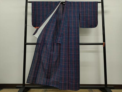 平和屋着物∴夏物　阿波しじら織　浴衣　格子柄　綿　逸品　CABK6590ze