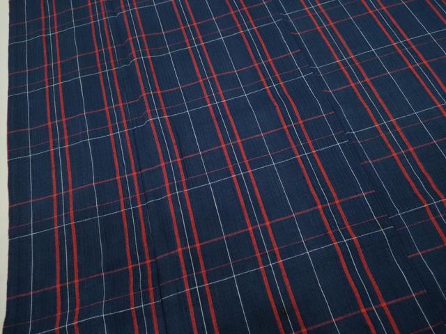 平和屋着物∴夏物　阿波しじら織　浴衣　格子柄　綿　逸品　CABK6590ze