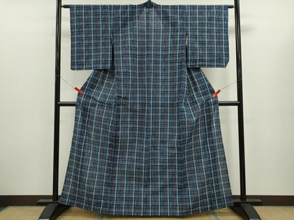 平和屋着物∴夏物　阿波しじら織　浴衣　格子柄　綿　逸品　CABK6591ze