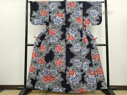 平和屋着物∴夏物　浴衣　注染　牡丹　綿　逸品　CABK6601ze