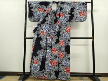 平和屋着物∴夏物　浴衣　注染　牡丹　綿　逸品　CABK6601ze