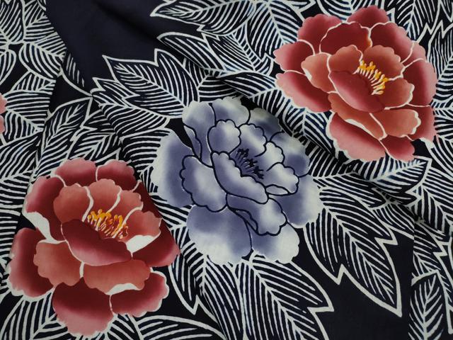 平和屋着物∴夏物　浴衣　注染　牡丹　綿　逸品　CABK6601ze