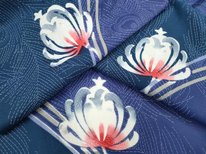 平和屋着物∴夏物　浴衣　注染　草花文　手縫い　綿　逸品　CABK6604ze
