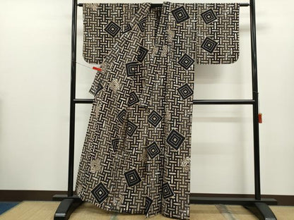 平和屋着物∴夏物　浴衣　注染　抽象文　綿　逸品　未使用　CABK6608ze