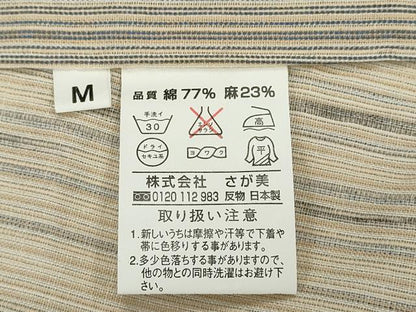 平和屋着物∴夏物　小紋・浴衣兼用　縞　さが美扱い　日本製　綿麻　逸品　CABK6611ze