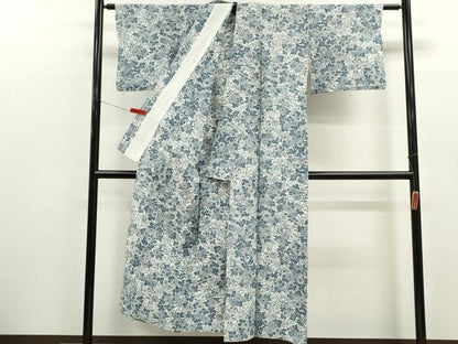 平和屋着物∴夏物　浴衣　注染　綿絽　草花文　手縫い　綿　逸品　CABK6614ze