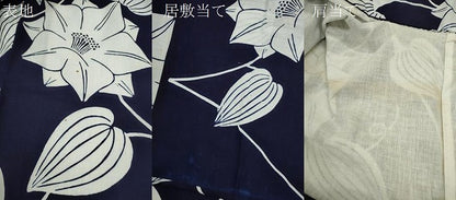 平和屋着物∴夏物　浴衣　注染　草花文　手縫い　綿　逸品　CABK6617ze