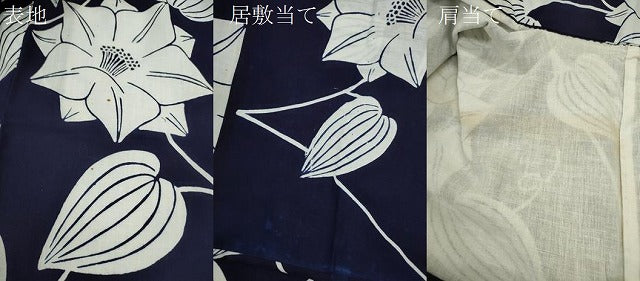 平和屋着物∴夏物　浴衣　注染　草花文　手縫い　綿　逸品　CABK6617ze