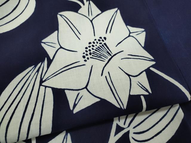 平和屋着物∴夏物　浴衣　注染　草花文　手縫い　綿　逸品　CABK6617ze