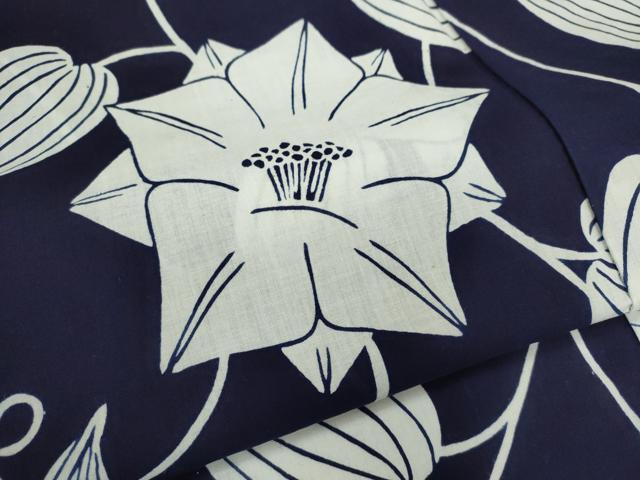 平和屋着物∴夏物　浴衣　注染　草花文　手縫い　綿　逸品　CABK6617ze