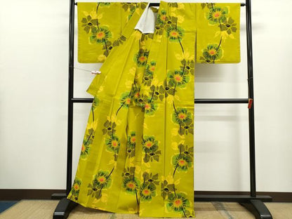 平和屋着物∴夏物　浴衣　注染　舞花文　手縫い　綿　逸品　未使用　CABK6618ze