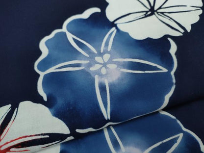 平和屋着物∴夏物　浴衣　注染　朝顔　手縫い　綿　逸品　CABK6619ze